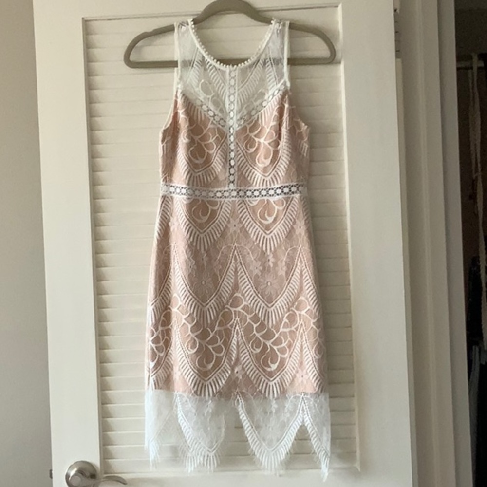 Nude/white Halter Lace Dress